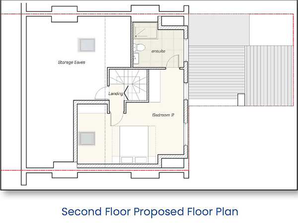 Lot: 4 - PERIOD PROPERTY WITH PLANNING FOR CONVERSION - Second Floor Proposed Floor Plan